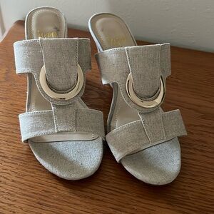 IMPO Beige Fabric Wedges